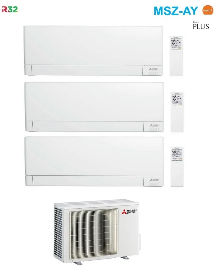 Condizionatore Climatizzatore Mitsubishi Electric Trial Split R-32 MSZ-AY 9000+12000+12000 Btu Con MXZ-3F54VF4 Wi-Fi Integrato 9+12+12