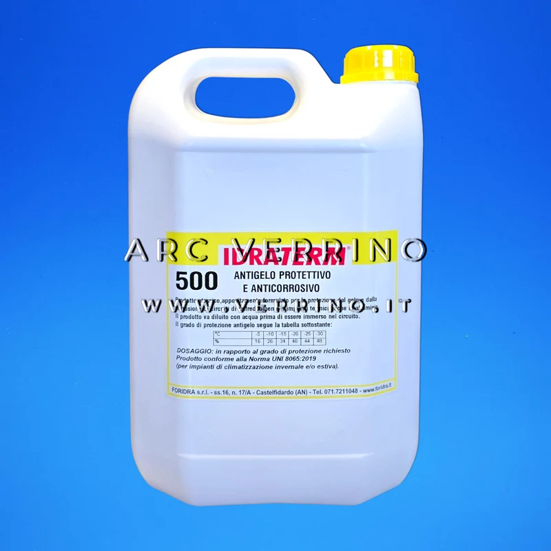 Antigelo liquido Foridra IDRATERM 500 per impianti di riscaldamento e condizionamento | Tanica 5 Kg