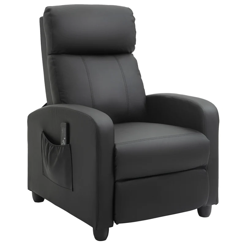 Easycomfort Poltrona Relax Massaggiante con Telecomando e 8 Programmi, Reclinazione e Poggiapiedi, 68x88x98cm, Nero