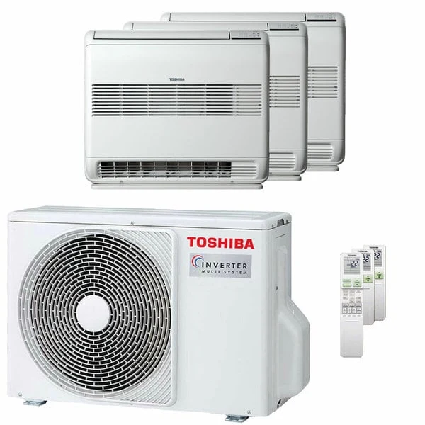 Condizionatore Climatizzatore Toshiba Trial Split Inverter Console Pavimento R-32 10000+13000+13000 BTU RAS-3M26G3AVG-E Wi-Fi Optional