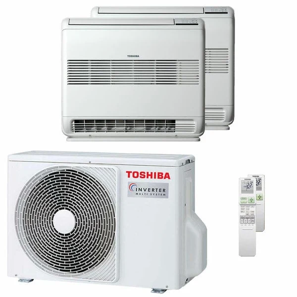 Condizionatore Climatizzatore Toshiba Dual Split Inverter Console Pavimento R-32 10000+10000 BTU RAS-2M10G3AVG-E Wi-Fi Optional