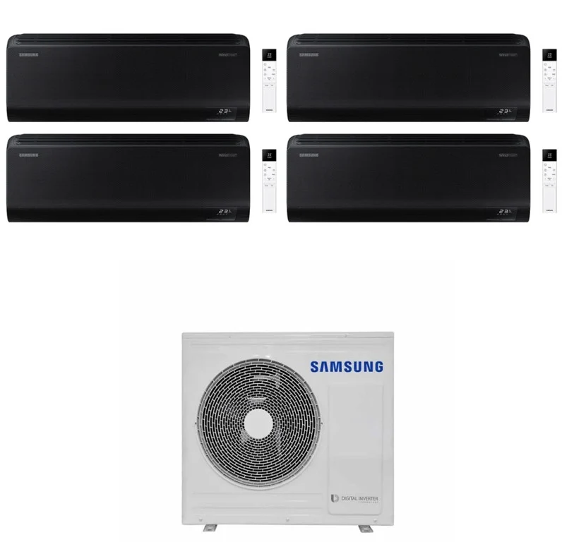 Condizionatore Climatizzatore Samsung Quadri Split Inverter Windfree Black R-32 9000+9000+9000+9000 BTU Con AJ080TXJ4KG/EU Wi-Fi Integrato