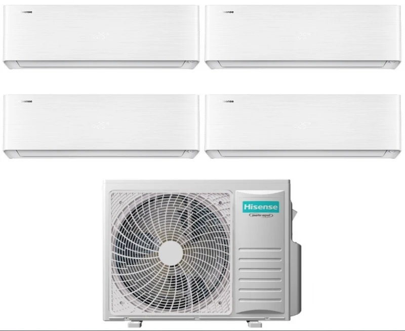 Condizionatore Climatizzatore Hisense Quadri Split Inverter R-32 Serie Energy Pro X 9000+9000+12000+12000 BTU Con 5AMW105U4RQC Wi-Fi Integrato 9+9+12+12
