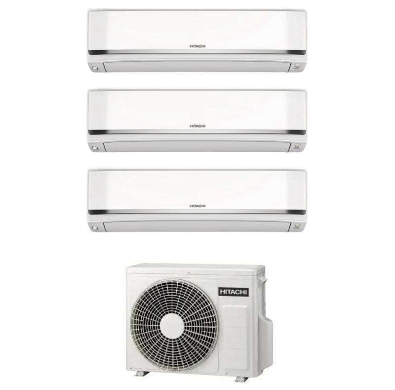 Condizionatore Climatizzatore Hitachi Trial Split Inverter AirHome 800 9000+12000+18000 BTU Con RAM-G68N3HA(B)E Wi-Fi Integrato 9+12+18