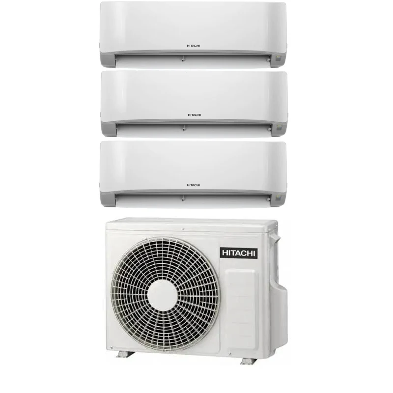Condizionatore Climatizzatore Hitachi Trial Split Inverter R-32 Serie AIRHOME 600 9000+9000+18000 BTU Con RAM-G68N3HA(B)E Wi-Fi Integrato 9+9+18