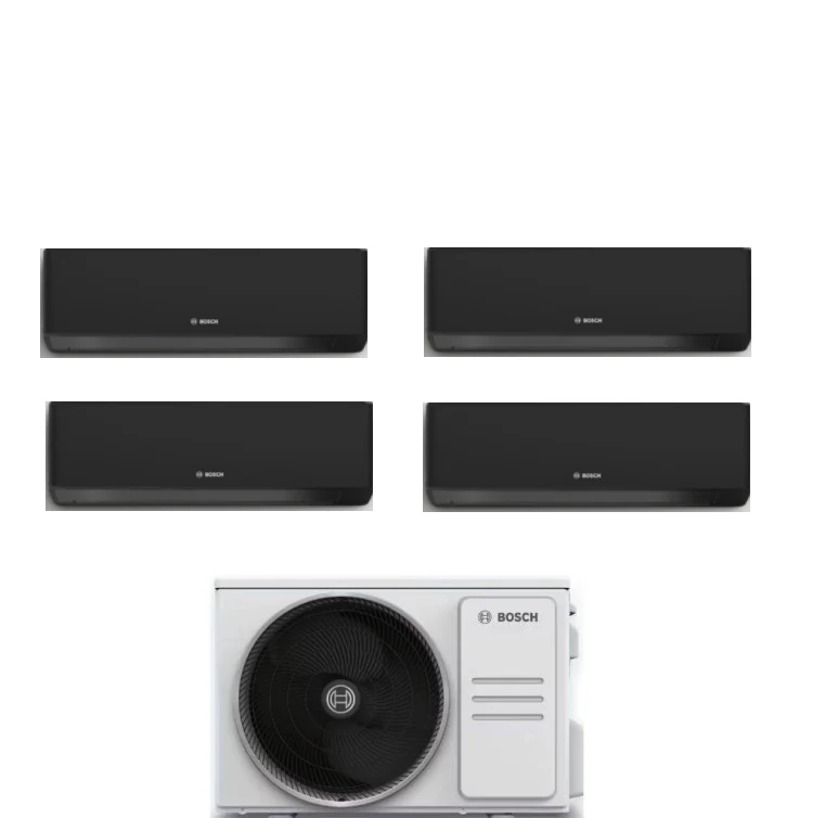 Condizionatore Climatizzatore Junkers Bosch Quadri Split Inverter R-32 Serie Climate 7000i Black 7000+7000+7000+9000 BTU Con 5000M 105/4 E Wi-Fi Integrato 7+7+7+9