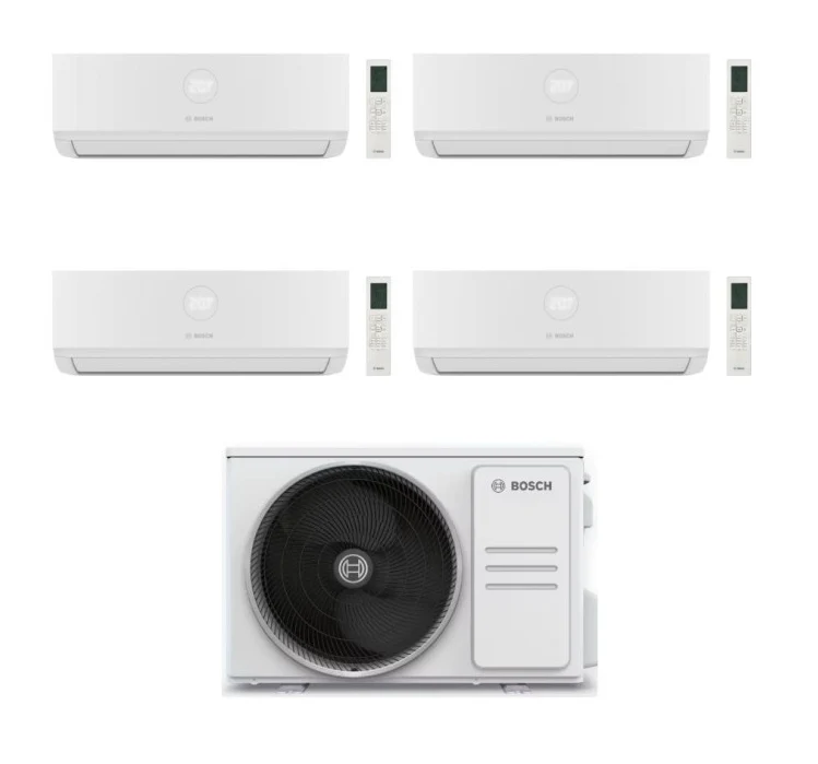 Condizionatore Climatizzatore Junkers Bosch Quadri Split Inverter R-32 Serie Climate 7000i White 7000+7000+9000+9000 BTU Con 5000M 82/4 E Wi-Fi Integrato 7+7+9+9