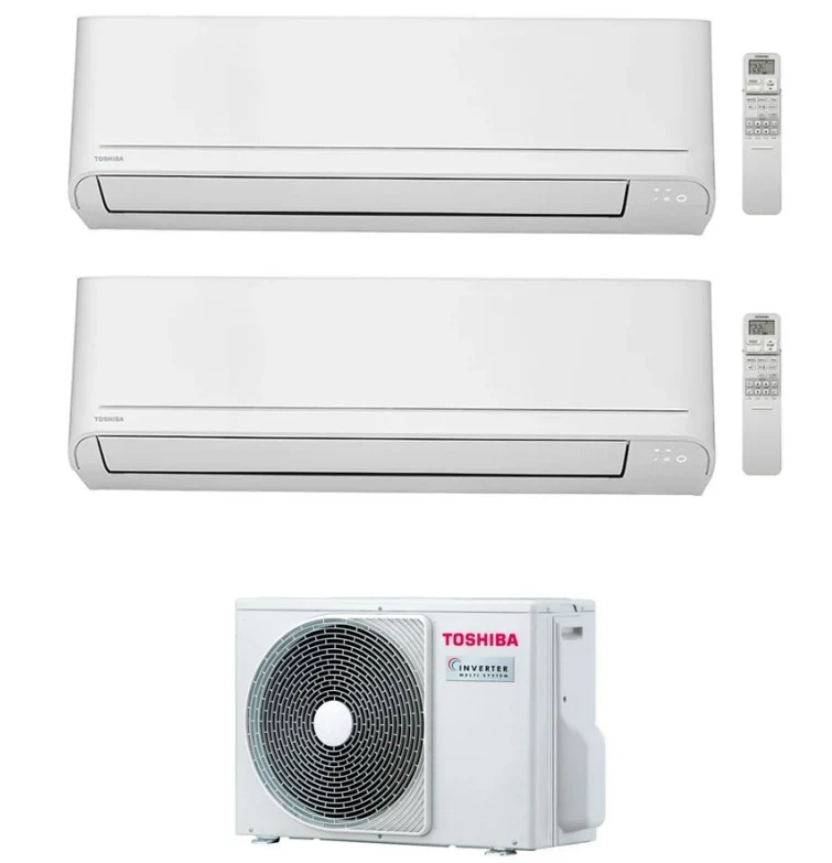 Condizionatore Climatizzatore Toshiba Dual Split Inverter R-32 Modello Seiya Classic 13000+16000 BTU Con RAS-2M18G3AVG-E Wi-Fi Optional