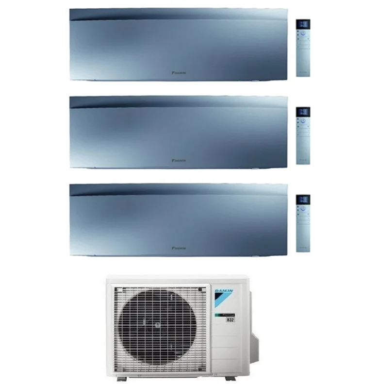 Condizionatore Climatizzatore Trial Daikin inverter Emura III Silver Wi-Fi R-32 Bluevolution 9000+9000+12000 BTU 3MXM52A