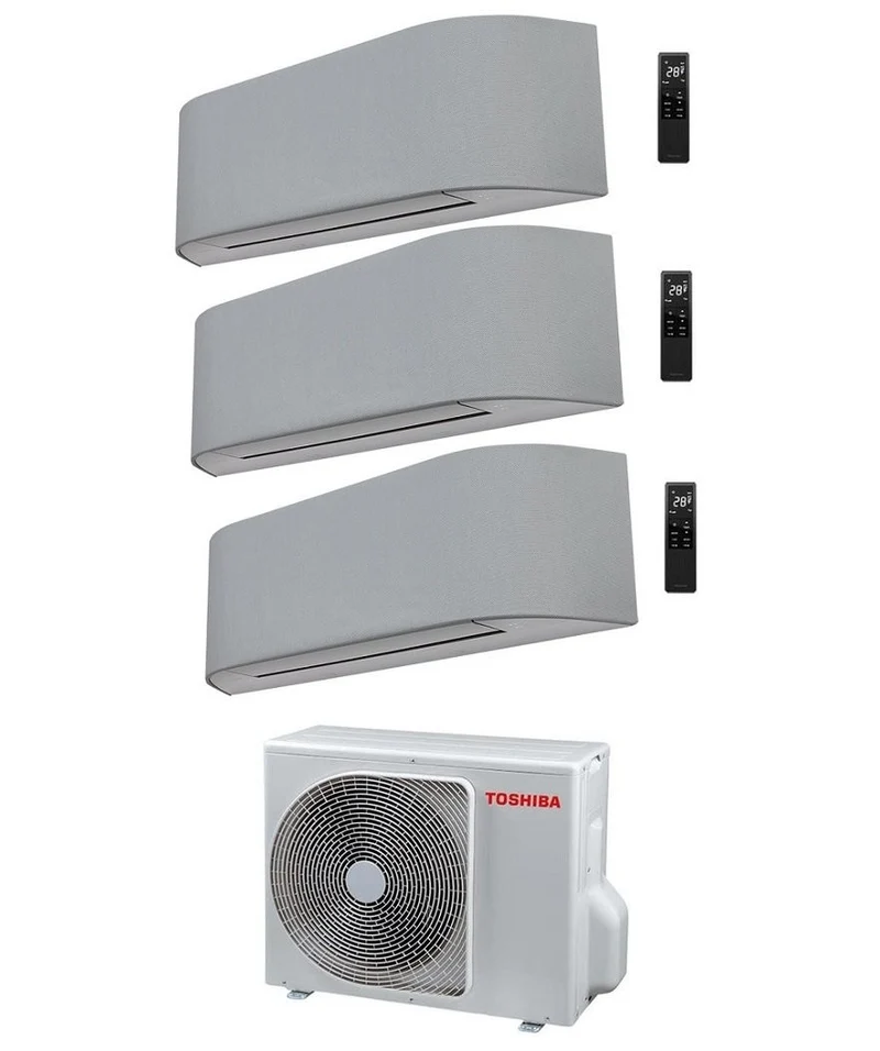 Condizionatore Climatizzatore Toshiba Trial Split Haori Grigio 10000+10000+10000 BTU R-32 Wi-Fi Integrato Con RAS-3M18U2AVG-E