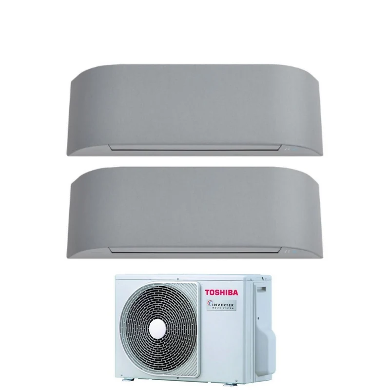 Condizionatore Climatizzatore Toshiba Dual Split Inverter Haori Grigio 10000+10000 BTU R-32 Wi-Fi Integrato Con RAS-2M14U2AVG-E