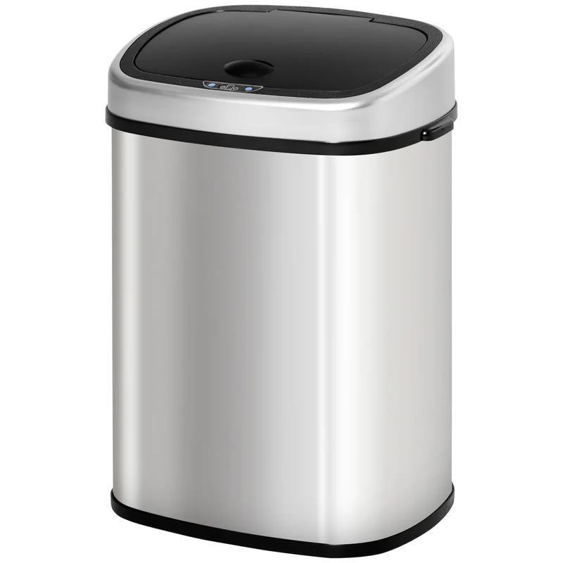 Easycomfort Pattumiera Cestino Bidone con Coperchio a Sensore ad Infrarossi per Cucina Bagno Capacità 58L in Acciaio ABS 40.9 × 28.9 × 68cm