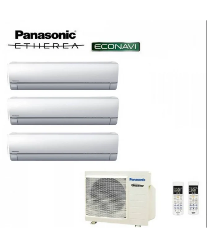 Condizionatore Climatizzatore Panasonic trial split inverter Etherea White R-32 Wi-Fi Con Econavi 9000+9000+12000+CU-3Z68TBE