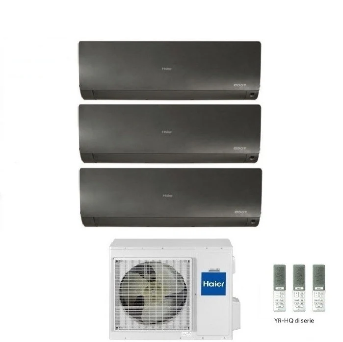 Condizionatore Climatizzatore Haier Trial Split Inverter Flexis Plus Black R-32 7000+7000+12000 Con 3U55S2SR5FA Wi-Fi Integrato