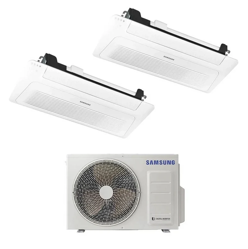 Condizionatore Climatizzatore Samsung Inverter Dual Split Cassetta a 1 Via Slim Windfree R-32 9000+12000 Con AJ050TXJ2KG/EU