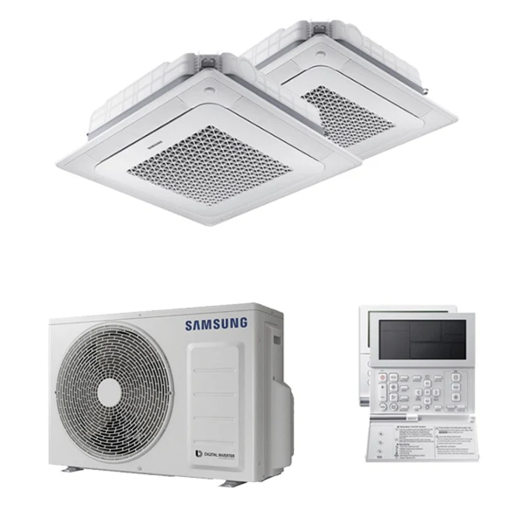 Condizionatore Climatizzatore Samsung Dual Split Inverter Windfree a Cassetta 4 Vie Mini R-32 9000+9000 Con AJ040TXJ2KG/EU