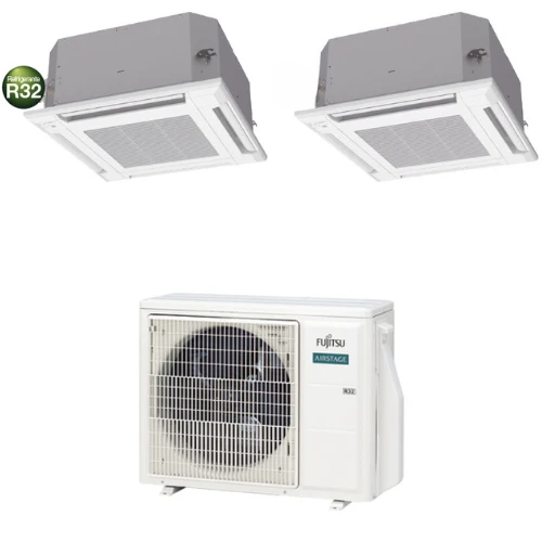 Condizionatore Climatizzatore Fujitsu Dual Split Inverter a Cassetta R-32 Serie KV 9000+14000 BTU Con AOEG18KBCA2 Wi-Fi Optional