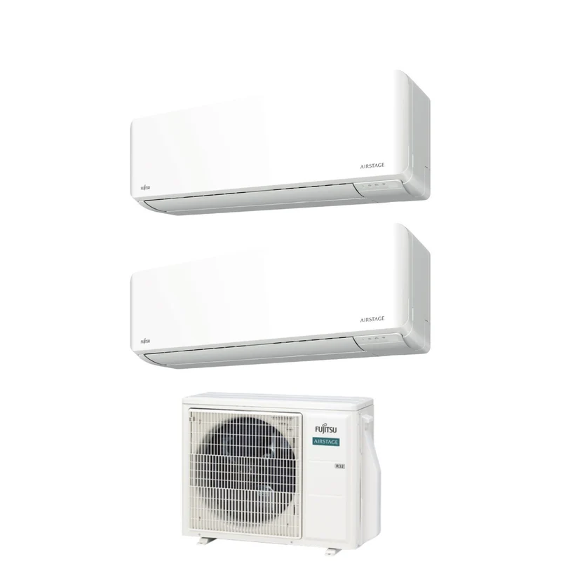 Condizionatore Climatizzatore Fujitsu Dual Split Inverter Serie KM R32 12000+12000 BTU Con AOEG18KBCA2 Wi-Fi