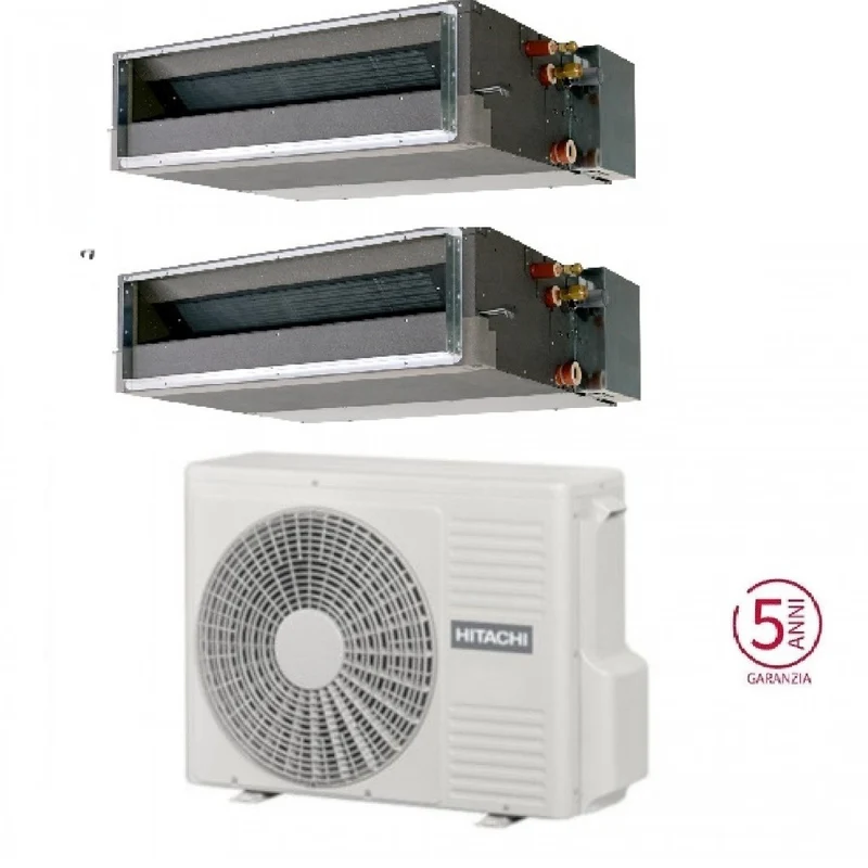 Condizionatore Climatizzatore Hitachi Dual Split Canalizzato R32 9000+12000 BTU Con RAM-G55N2HA(B)E Wi-Fi Optional Con Comando