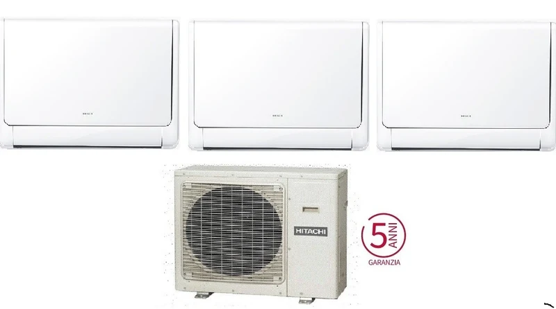 Condizionatore Climatizzatore Hitachi Trial Split airHome Floor R32 9000+9000+9000 BTU Con RAM-G55N3HA(B)E Wi-Fi Optional
