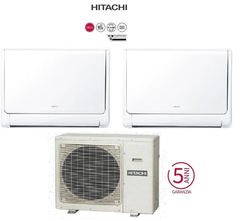 Condizionatore Climatizzatore Hitachi Dual Split airHome Floor R32 9000+9000 BTU Con RAM-G55N2HA(B)E Wi-Fi Optional