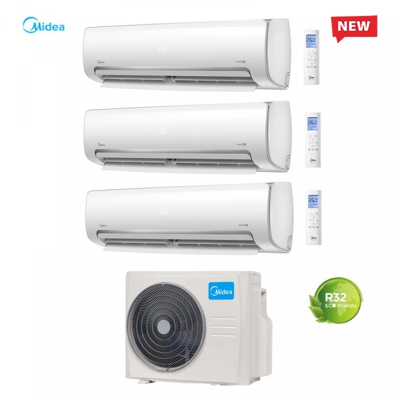 Condizionatore Climatizzatore Midea Trial Split Inverter Serie Prime R-32 9000+12000+12000 Con M3O-27NF8 R