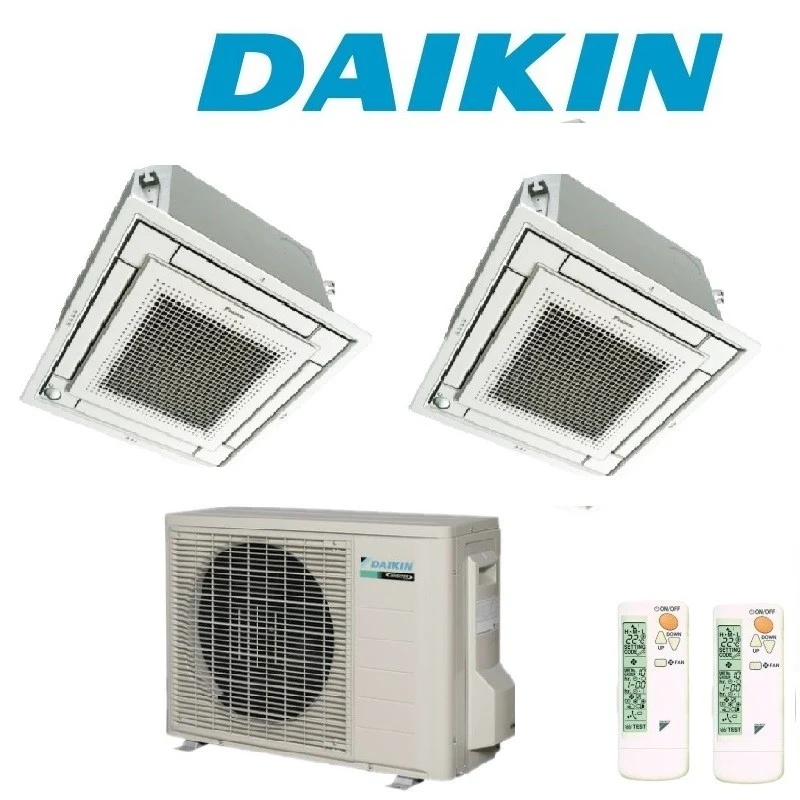 Condizionatore Climatizzatore Daikin Dual Split a Cassetta FFA-A R-32 9000+12000 BTU Con 2MXM50M Comando a Filo + Griglia