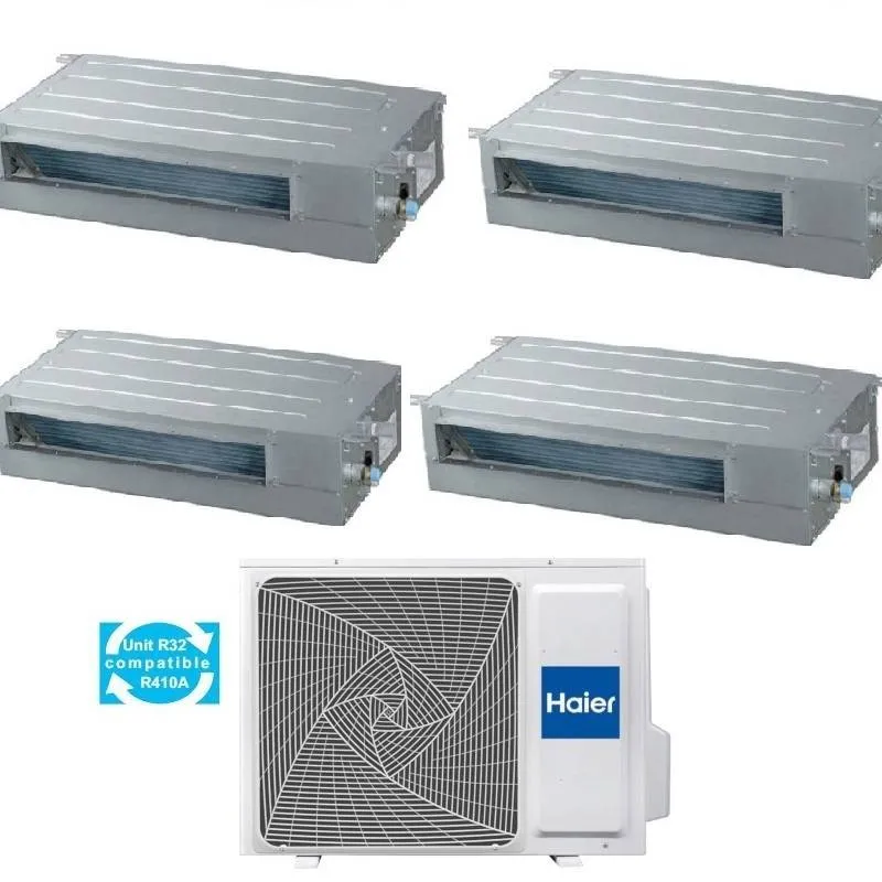 Condizionatore Climatizzatore Haier Quadri Split Canalizzato Slim a Bassa Pressione R-32 9000+9000+9000+12000 Con 4U75S2SR5FA