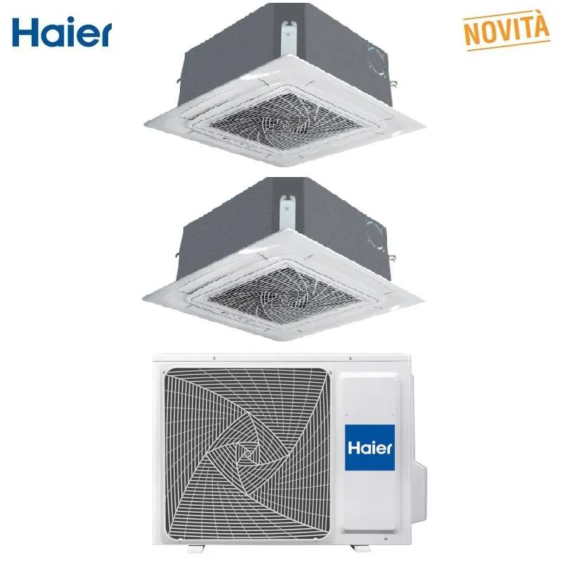 Condizionatore Climatizzatore Haier Dual Split Cassetta 620 R-32 9000+9000 BTU Con 2U40S2SM1FA WI-FI Optional