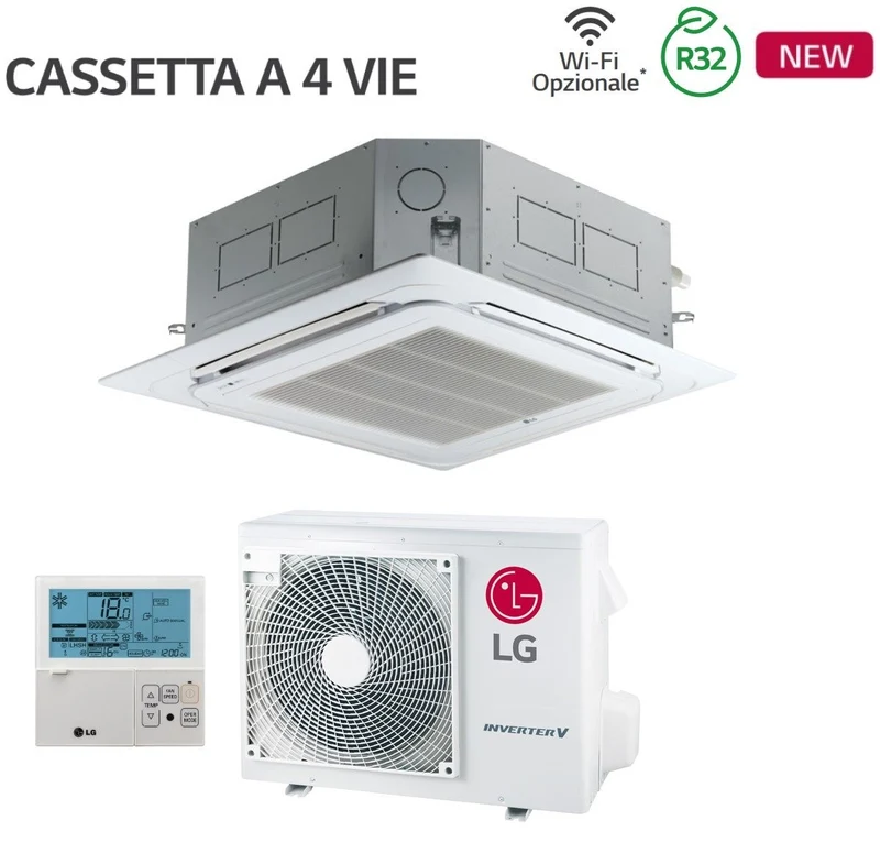 Condizionatore Climatizzatore LG Inverter R-32 Cassetta 4 Vie 9000 BTU CT09F.NR0 Con Comando a Filo Wifi Optional A++