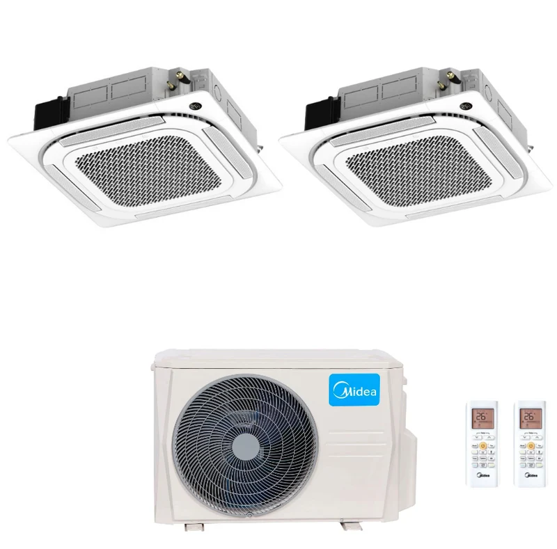 Condizionatore Climatizzatore Midea Cassetta 4 Vie Slim Dual Split R-32 12000+12000 BTU Con M3OA-27HFN8-Q