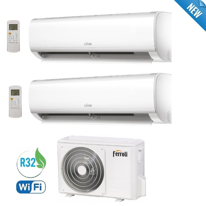Condizionatore Climatizzatore Ferroli Dual Split Inverter Diamant M R32 Wi-Fi 7000+12000 Con 2CO9AA0F 18-2