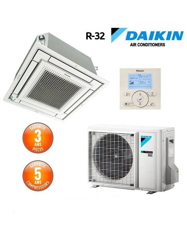 Condizionatore Climatizzatore Daikin Bluevolution R-32 FFA60A2VEB 21000 BTU A Cassetta Fully Flat Comando A Filo E Griglia