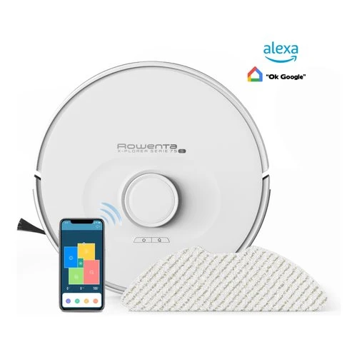 Robot Aspirapolvere Rowenta RR8577WH X PLORER Serie 75 S+ White App Alexa Google Assistant