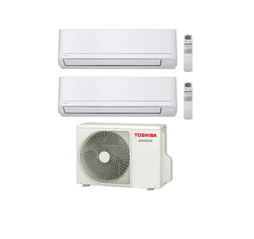 Condizionatore Climatizzatore Toshiba Dual Split Seiya R-32 7000+10000 BTU Con RAS-2M14U2AVG-E Wi-Fi Optional