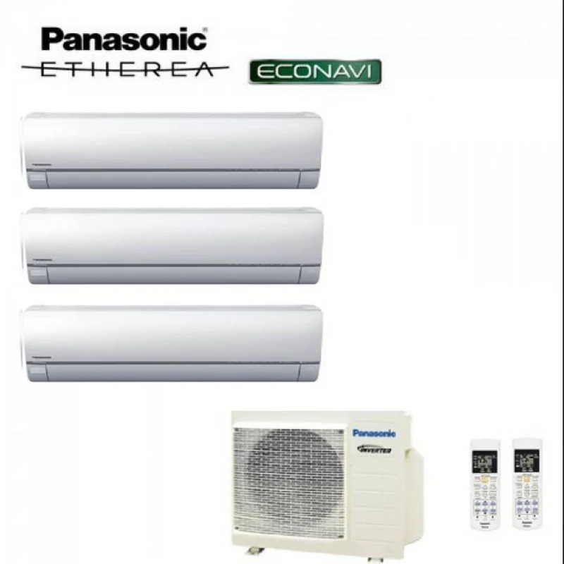 Condizionatore Climatizzatore Panasonic trial split inverter Etherea White R-32 Wi-Fi Con Econavi 9000+12000+12000+CU-3Z68TBE