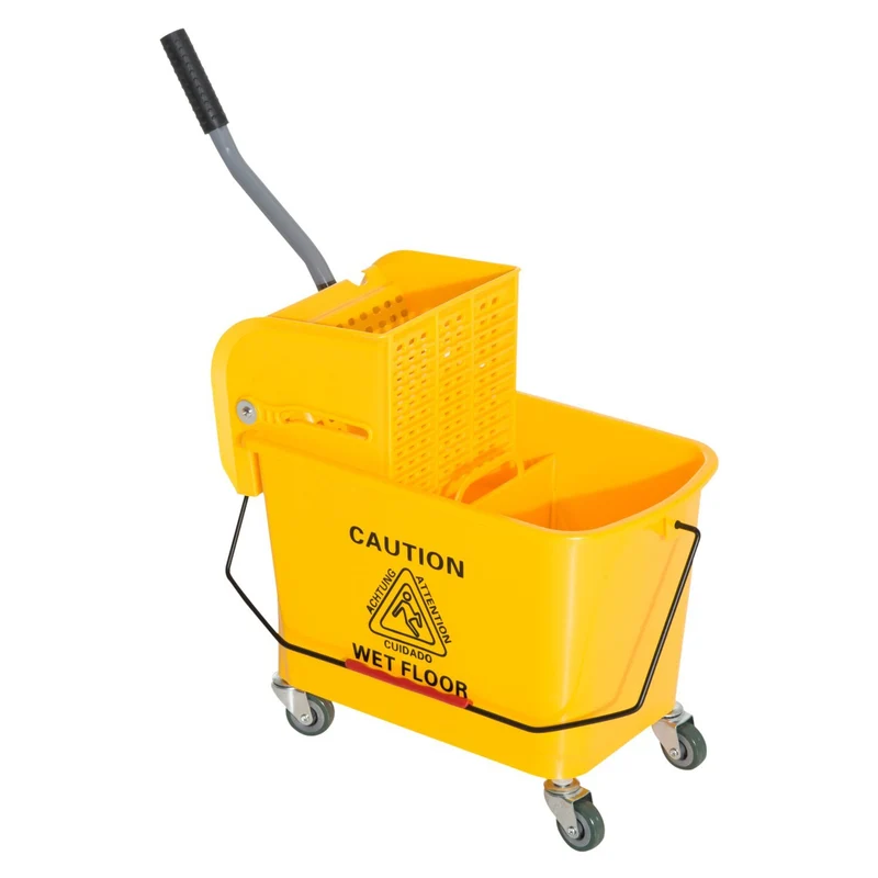 Easycomfort Carrello Secchio con Separatore Acqua e Strizzatore Rimovibile in PP, Giallo, 63 x 27 x 67cm