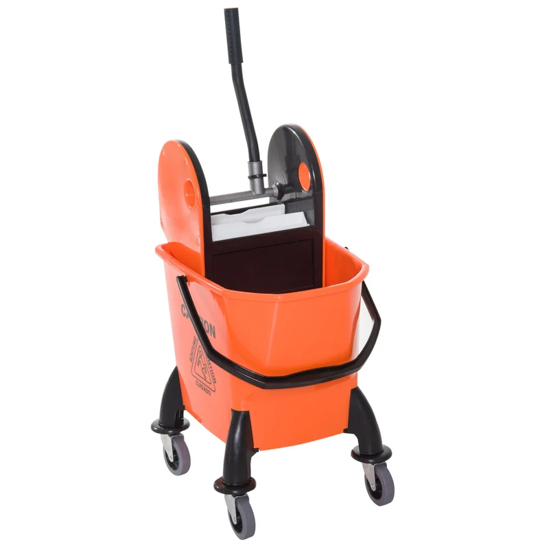 Easycomfort Carrello delle Pulizie Professionale Capacità 26L Strizzatore Rimovibile con Ruote 44 × 36 × 90cm Arancione