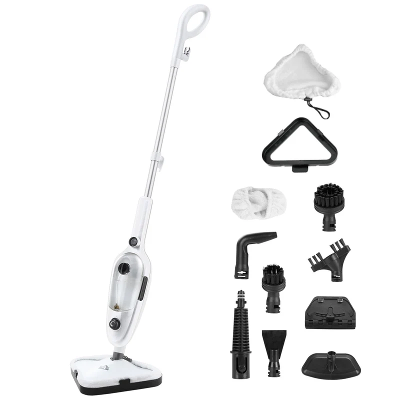 EASYCOMFORT Scopa a Vapore Elettrica con 11 Accessori, Serbatoio 450 ml, 1330 W - Bianca