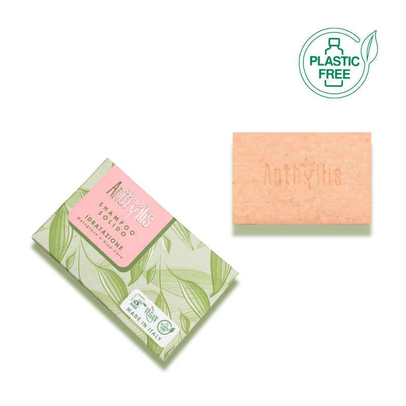 SHAMPOO SOLIDO IDRATAZIONE - Melograno e Aloe Verra - Barra 80g