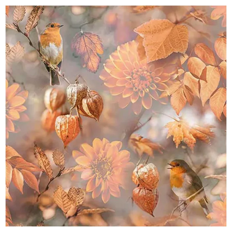 Tovagliolo fantasia 33 x 33 cm Colori autunnali 3 veli
