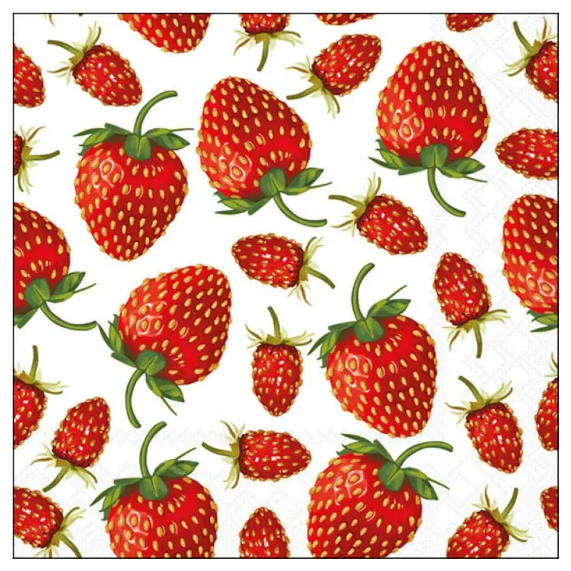 Tovagliolo fantasia 33 x 33 cm Fragole 3 veli