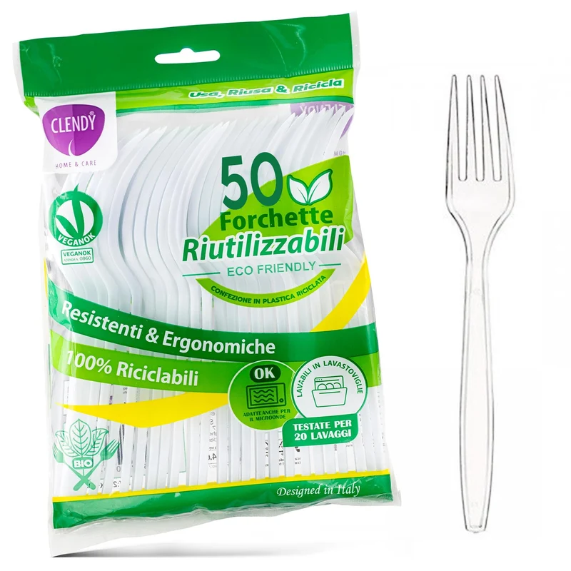 Clendy Forchette Riutilizzabili Trasparenti - 50pz