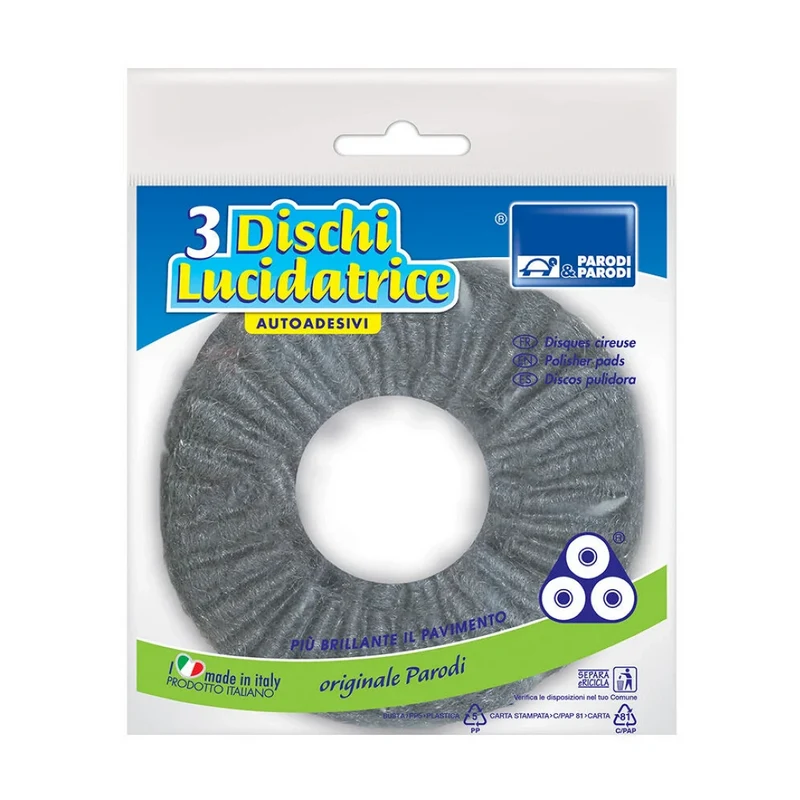 Discolux Dischi Lana Acciaio Autoadesivi 3pz - Ricambio Lucidatrice Pavimenti