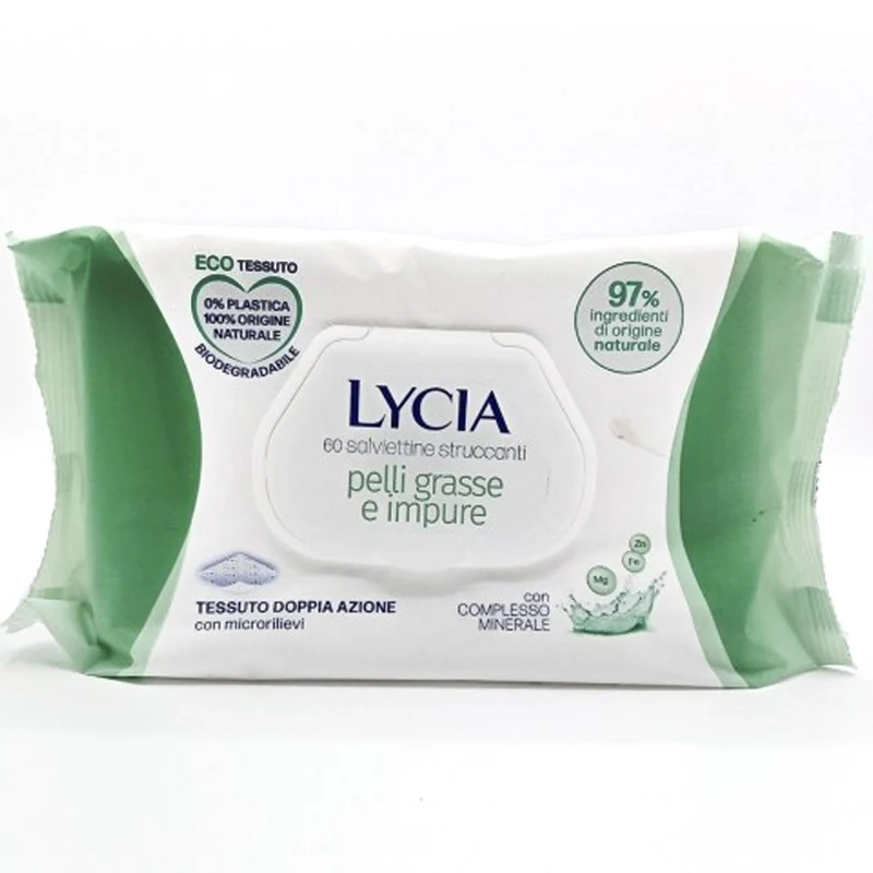 Lycia Salviettine Struccanti Pelli Grasse - 60pz