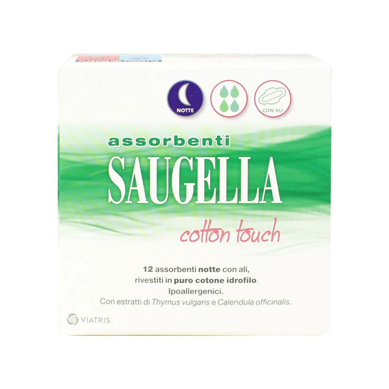Saugella Assorbenti Cotton Touch Notte con Ali - 12pz