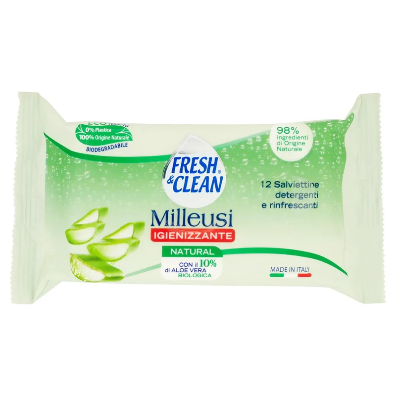 Fresh e Clean Salviettine Milleusi Igienizzanti Natural - 12pz