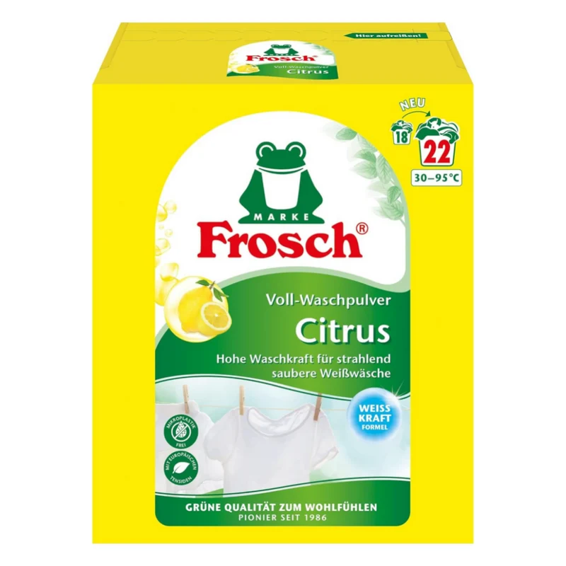 Frosch Detersivo in Polvere per lavatrice Citrus - agli estratti di agrumi per capi bianchi