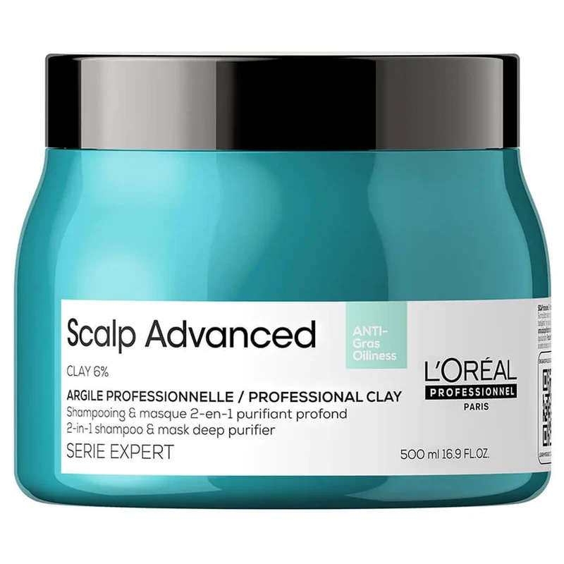 Loreal Expert Scalp Advanced Anti-Oiliness 2-in-1 Purifier Clay Maschera Antisebo - 500ml