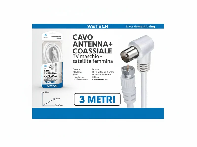 Wetech Cavo Antenna-Satellitare 3Mt
